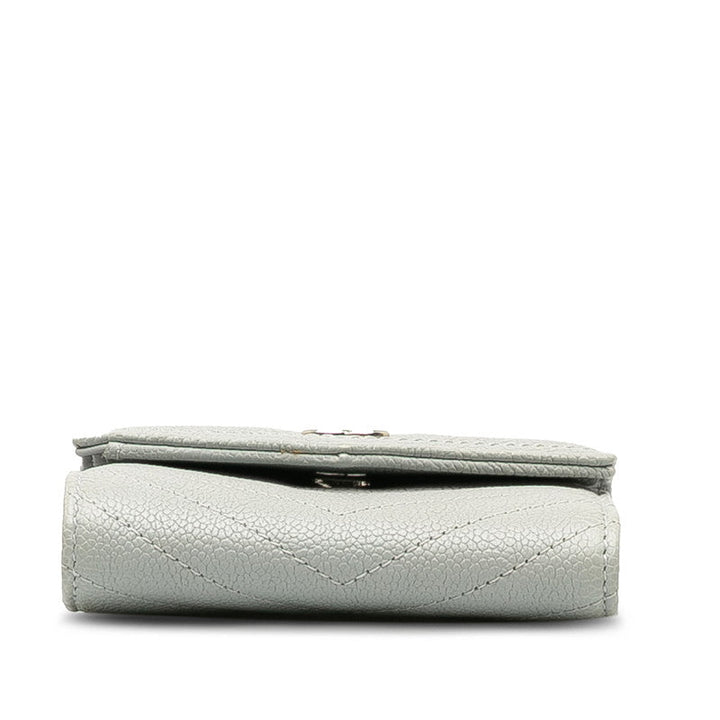 Top Quality Chanel V titch Cocomark Three Folded Wallet Compact Wallet Grey Caviar S  CHANEL