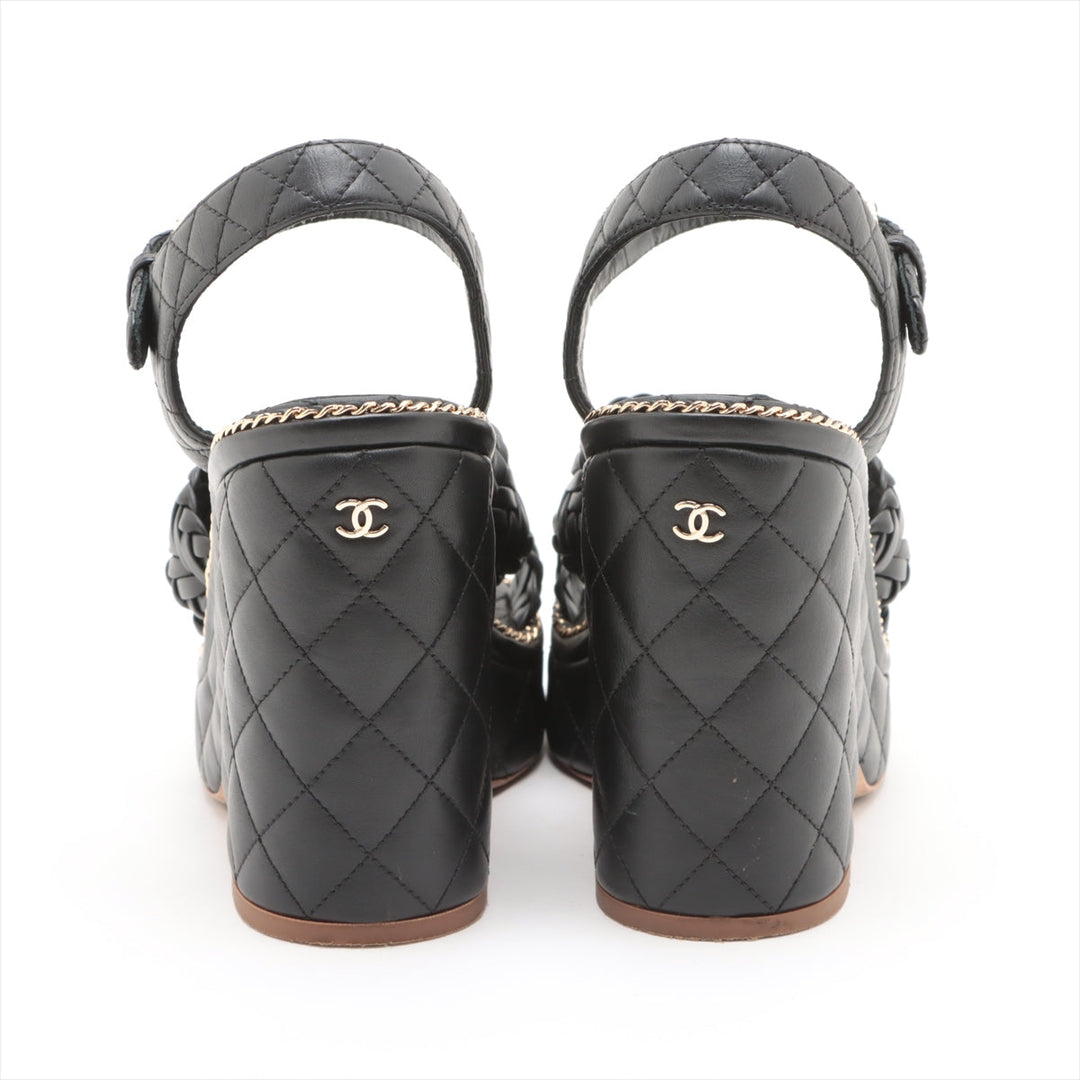 Top Quality Chanel Coco Matrasse Leather Sandal 37  Black G30758