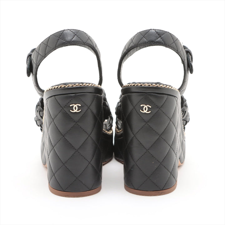 Top Quality Chanel Coco Matrasse Leather Sandal 37  Black G30758