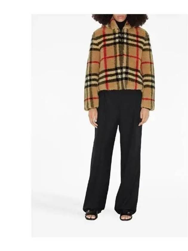 Burberry Check Fleece Zip-Up Hoodie Archive Beige