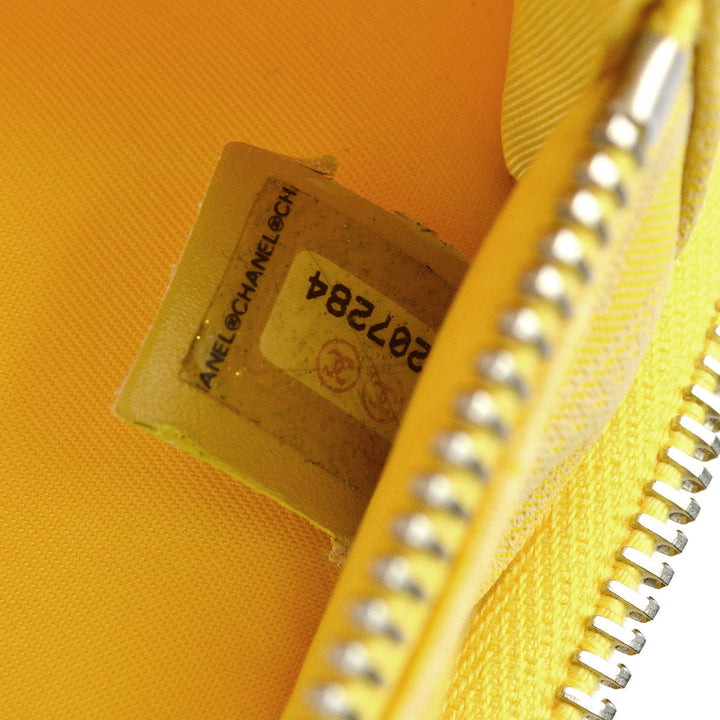 Top Quality Chanel 2001-2003 Yellow Jacquard Nylon New Travel Line Handbag