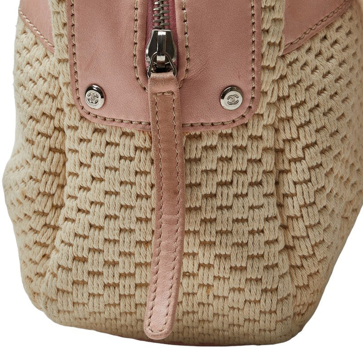 Top Quality Chanel Logo One-Shoulder Bag Handbag Pink Natural Leather Cotton  CHANEL