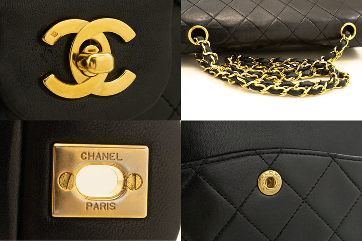 Top Quality Chanel Classic Double New 10" Chain Shoulder Bag Black Lambskin