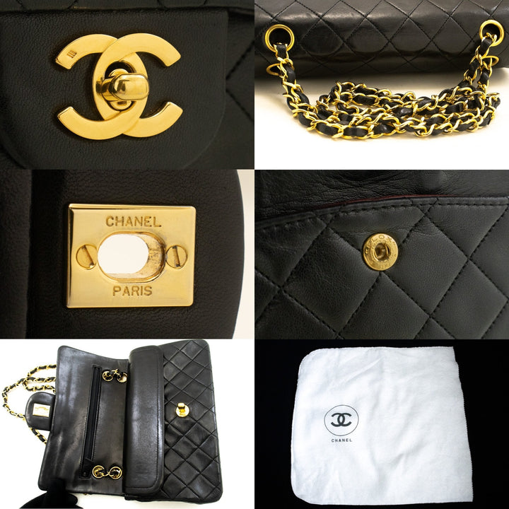 Top Quality Chanel Classic Double New 9" Chain Shoulder Bag Black Lambskin