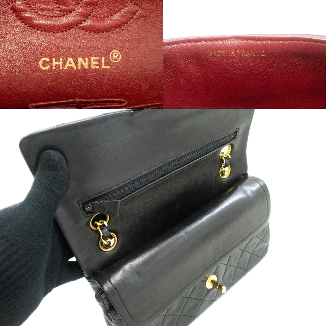 Top Quality Chanel Classic Double New 9" Chain Shoulder Bag Black Lambskin