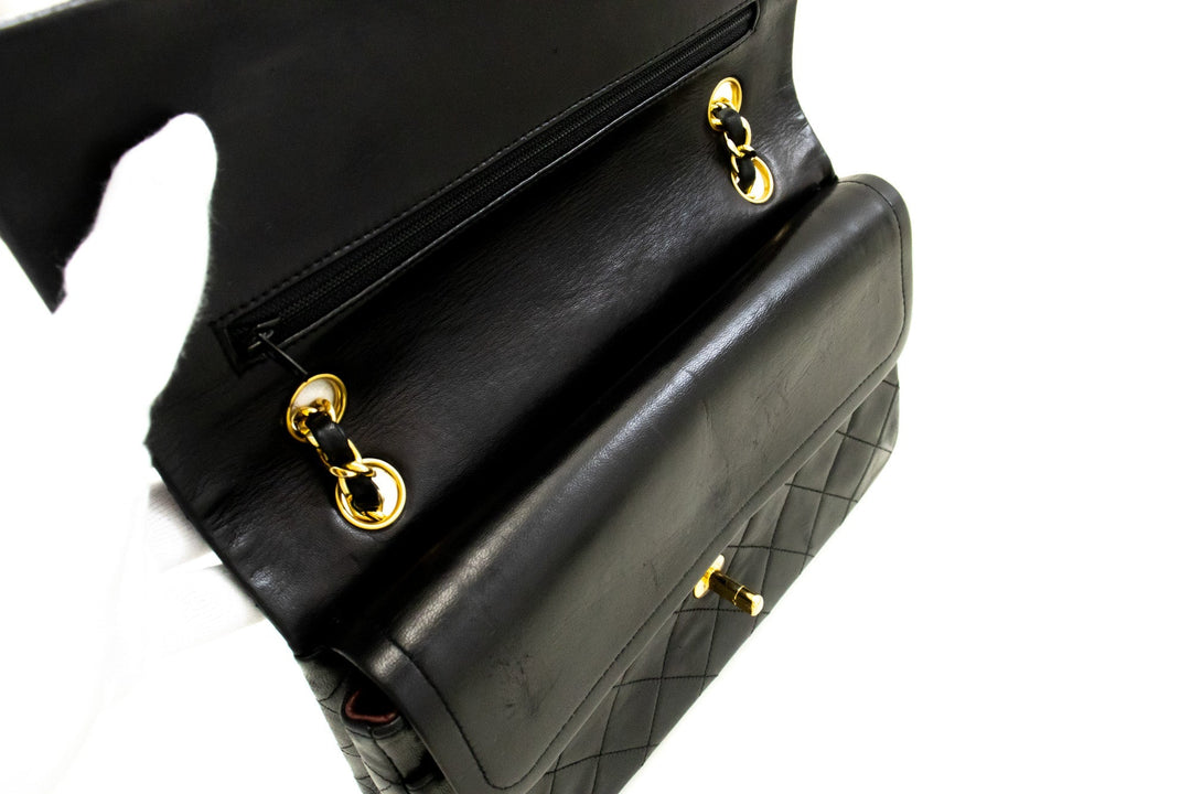 Top Quality Chanel Classic Double New 10" Chain Shoulder Bag Black Lambskin