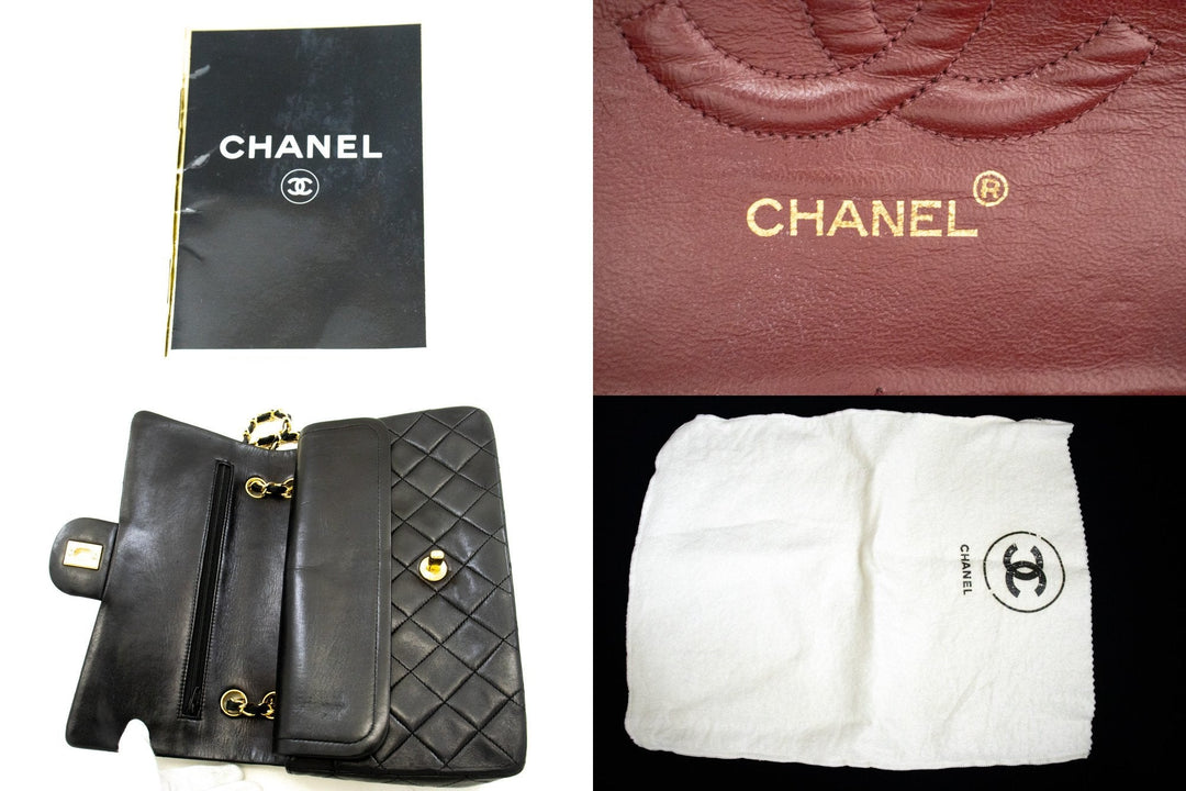 Top Quality Chanel Classic Double New 10" Chain Shoulder Bag Black Lambskin