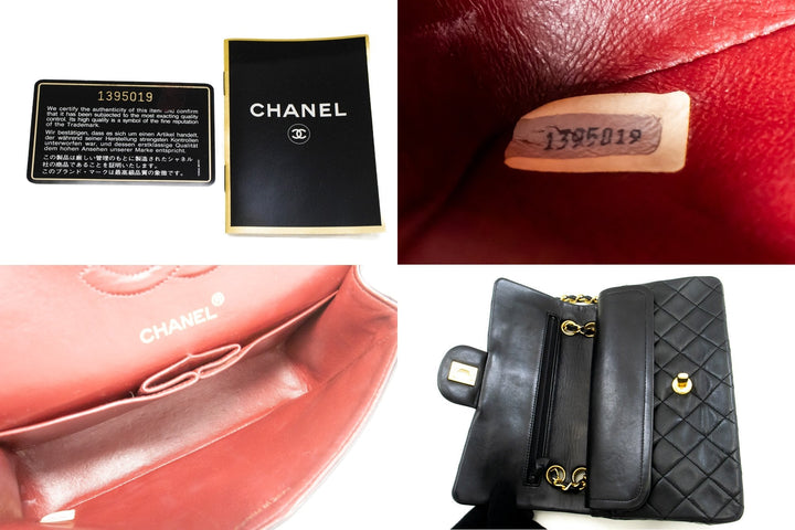 Chanel Classic Double New 9" Chain Shoulder Bag Black Lambskin