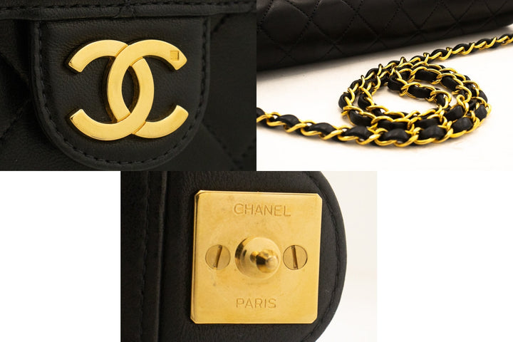 Top Quality Chanel Chain Shoulder Bag Clutch Black Quilted New Lambskin Purse
