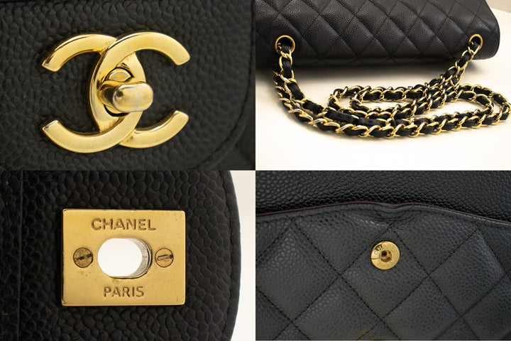 Top Quality Chanel Classic Large 11" Chain Shoulder Bag W New Black Caviar