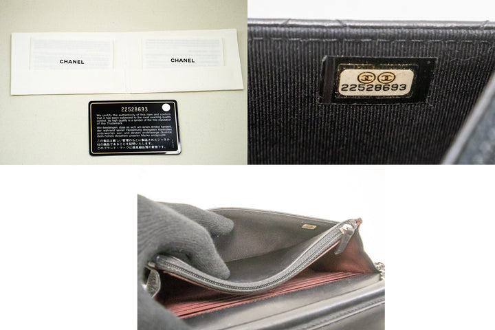 Chanel Black Classic Wallet On Chain WOC Shoulder Bag Lambskin SV