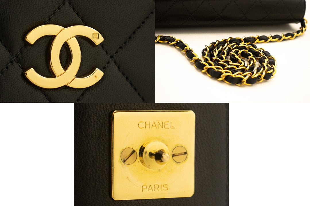 Top Quality Chanel Full New Chain Shoulder Bag Clutch Black Quilted Lambskin