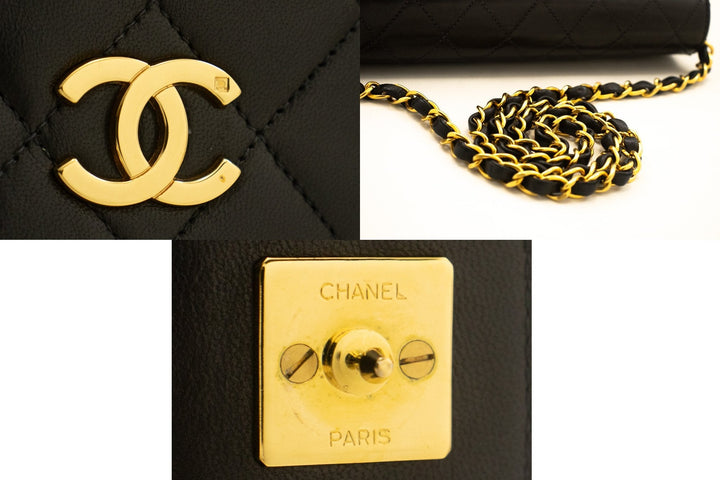 Top Quality Chanel Full New Chain Shoulder Bag Clutch Black Quilted Lambskin
