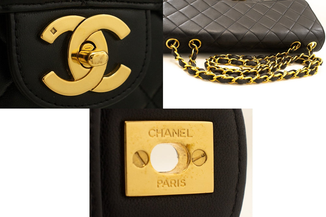 Top Quality Chanel Classic Large 11" Chain Shoulder Bag New Black Lambskin