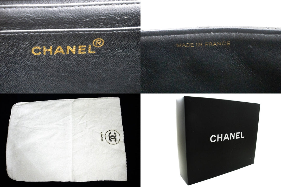 Top Quality Chanel Classic Large 11" Chain Shoulder Bag New Black Lambskin