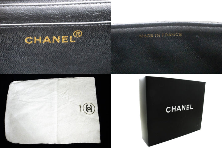 Top Quality Chanel Classic Large 11" Chain Shoulder Bag New Black Lambskin