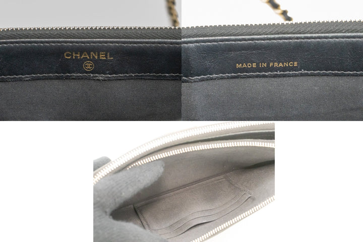 Chanel Boy Black Caviar Wallet On Chain WOC Double Zip Shoulder