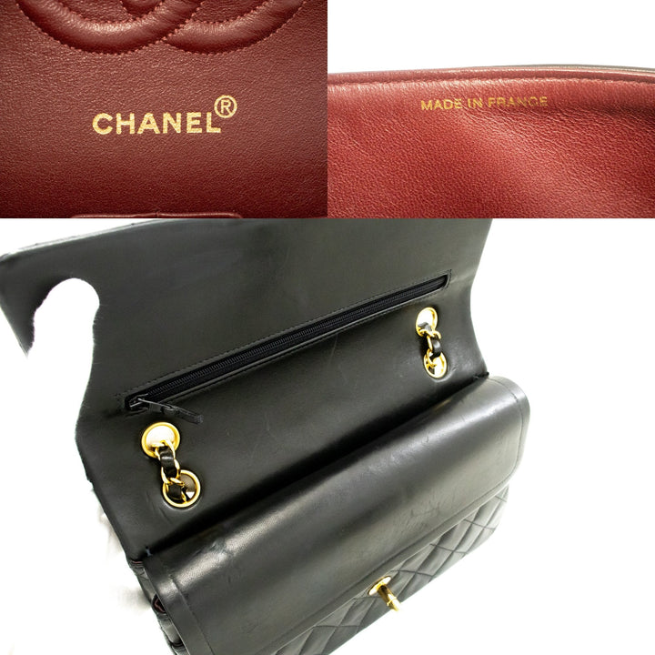 Top Quality Chanel Classic Double New 10" Chain Shoulder Bag Black Lambskin