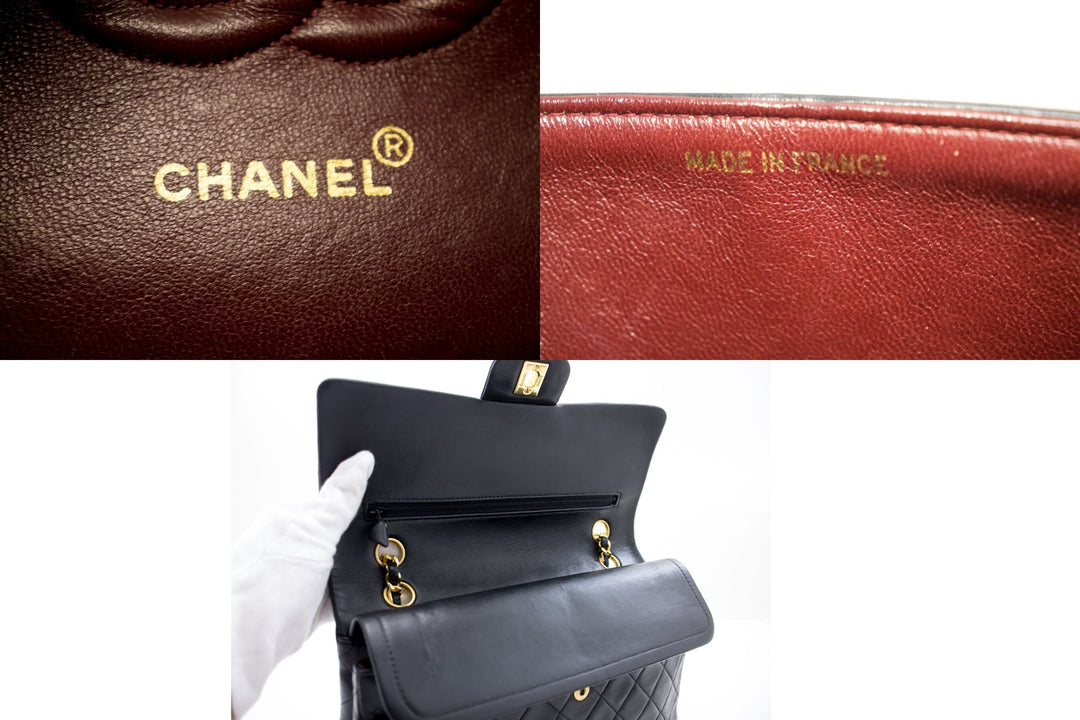 Chanel 2.55 Double New Chain Shoulder Bag Black Lambskin Handbag