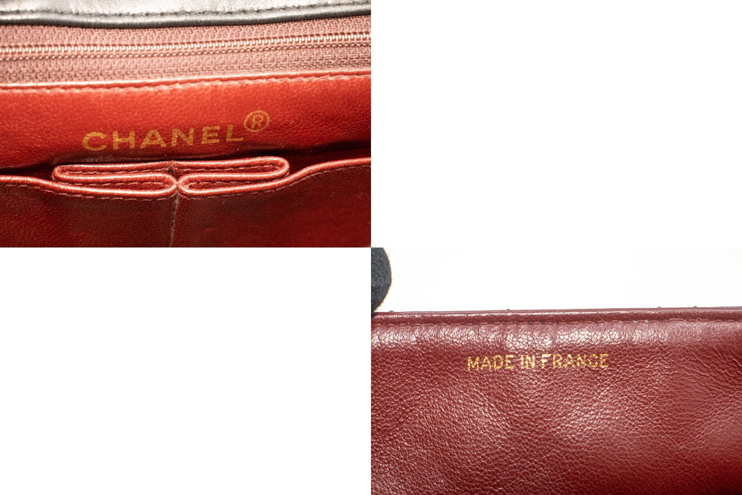 Chanel Mini Square Small Chain Shoulder Bag Crossbody Black Lamb