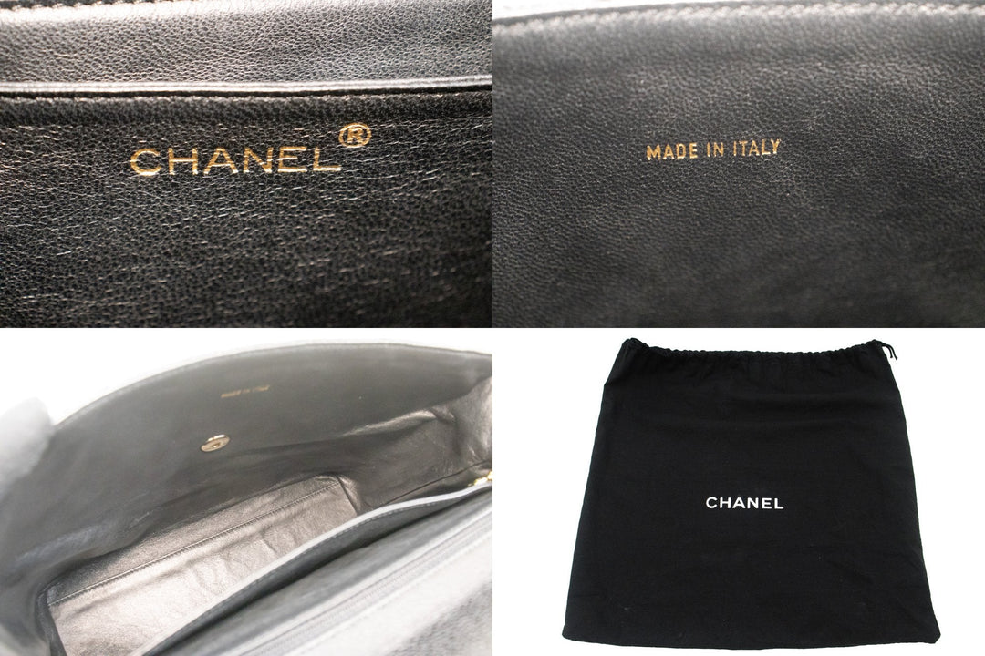 Chanel Caviar Handbag Top Handle Bag Kelly Black New Leather Gold