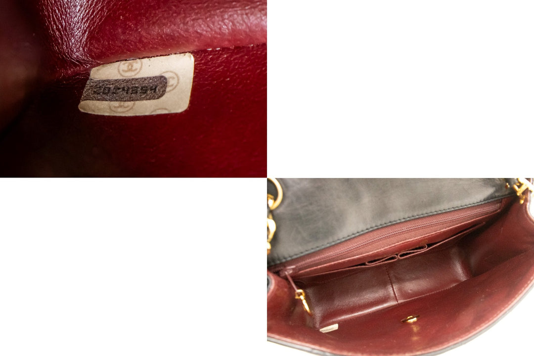 Chanel Mini Square Small Chain Shoulder Bag Crossbody Black Lamb