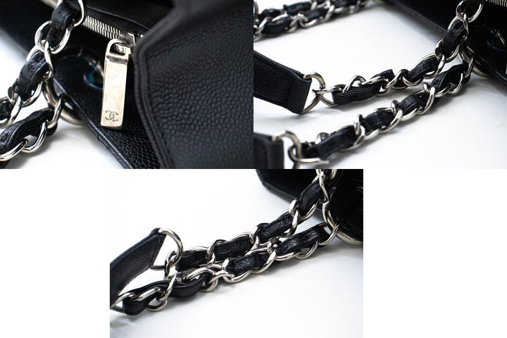 Chanel Caviar GST 13" Grand Shopping Tote Chain Shoulder Bag Black