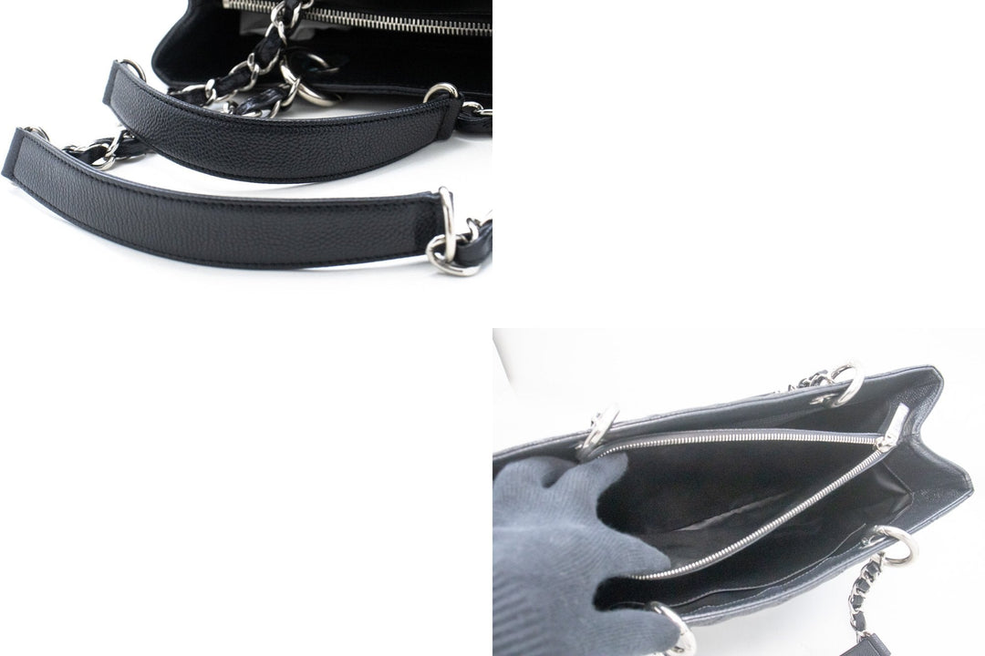Chanel Caviar GST 13" Grand Shopping Tote Chain Shoulder Bag Black