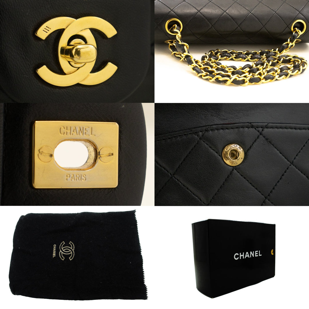 Top Quality Chanel Classic Double New 9" Chain Shoulder Bag Black Lambskin