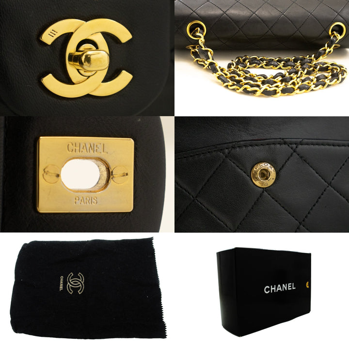Top Quality Chanel Classic Double New 9" Chain Shoulder Bag Black Lambskin