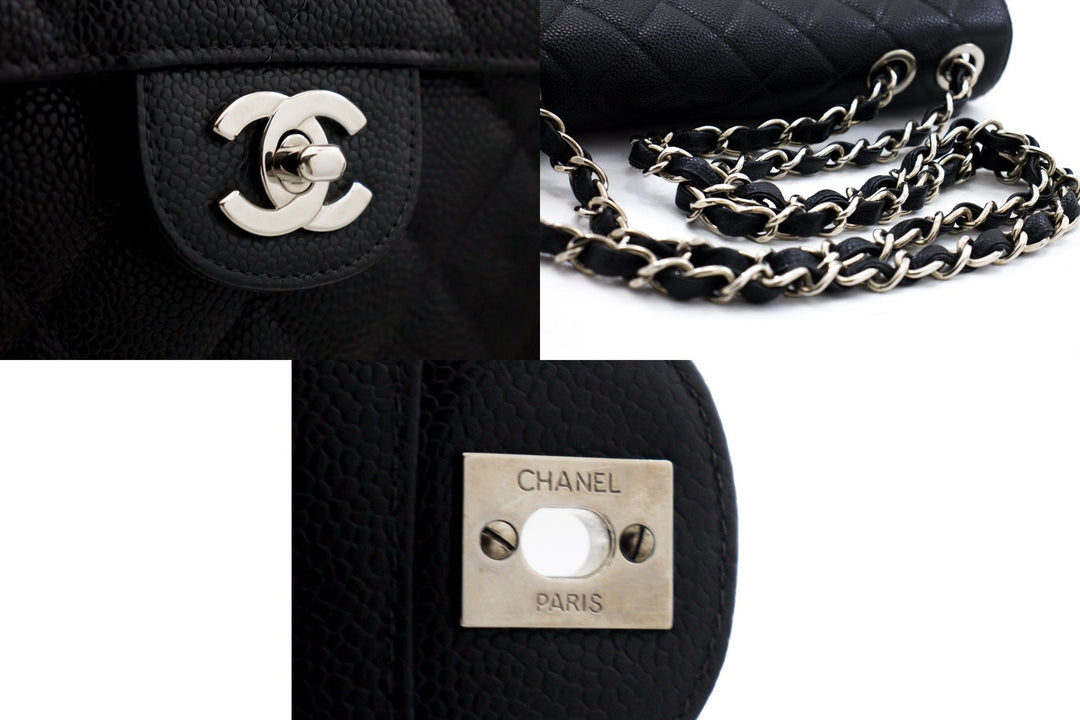 Top Quality Chanel Classic Large 11" Chain Shoulder Bag Black Grained Calfskin