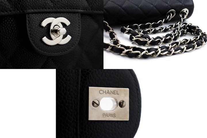 Top Quality Chanel Classic Large 11" Chain Shoulder Bag Black Grained Calfskin