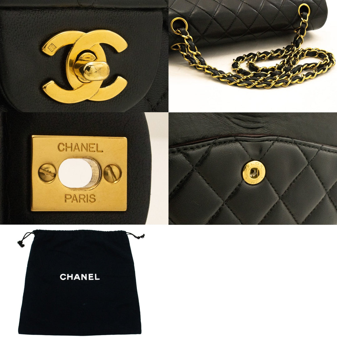 Top Quality Chanel Classic Double New Medium Chain Shoulder Bag Black Lamb