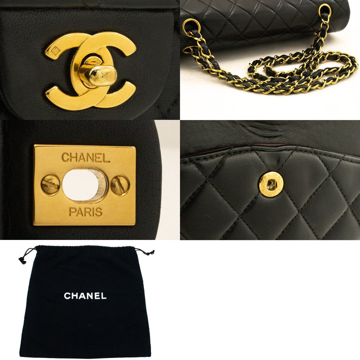 Top Quality Chanel Classic Double New Medium Chain Shoulder Bag Black Lamb