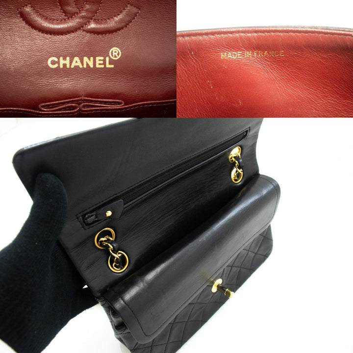 Top Quality Chanel Classic Double New 9" Chain Shoulder Bag Black Lambskin