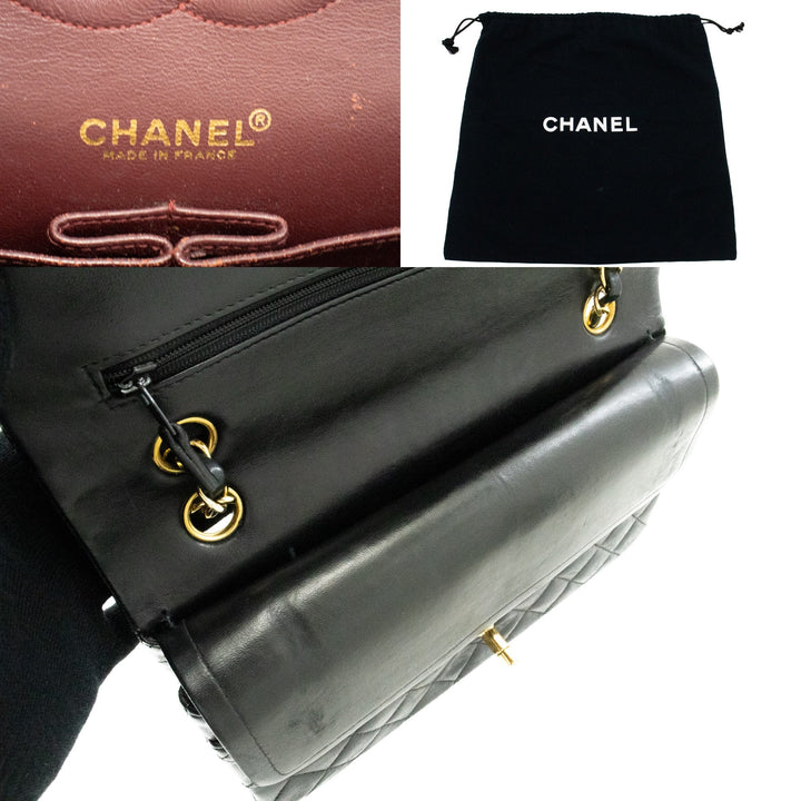 Top Quality Chanel Classic Double New Medium Chain Shoulder Bag Black Lamb