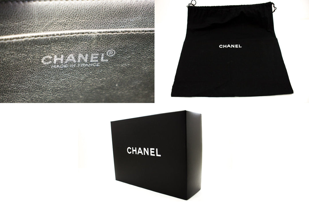 Top Quality Chanel Classic Large 11" Chain Shoulder Bag Black Grained Calfskin
