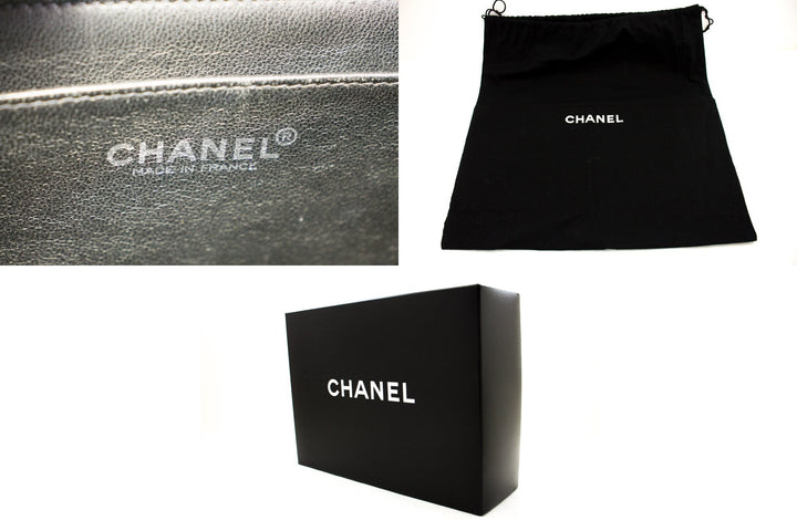 Top Quality Chanel Classic Large 11" Chain Shoulder Bag Black Grained Calfskin