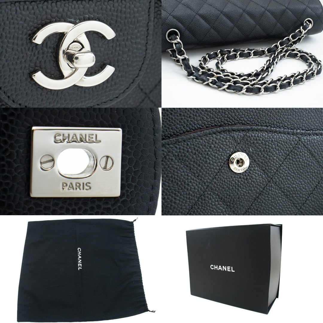 Chanel 11" Large Grained Calfskin Double New Chain Shoulder Bag