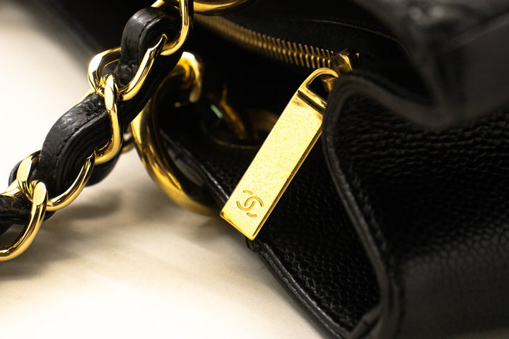 Chanel Caviar GST 13" Grand Shopping Tote Chain Shoulder Bag Black
