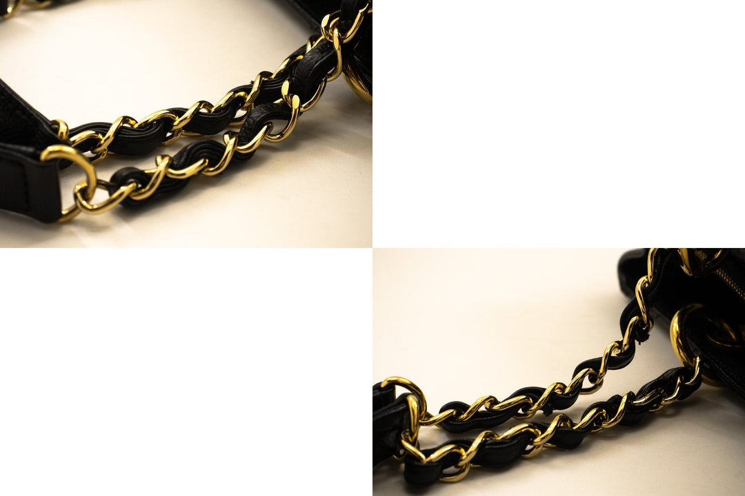 Chanel Caviar GST 13" Grand Shopping Tote Chain Shoulder Bag Black