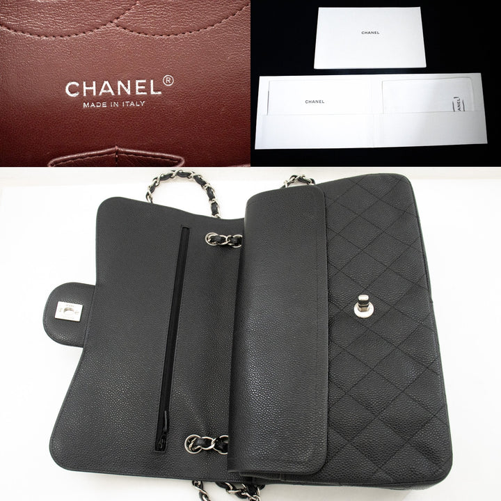 Chanel 11" Large Grained Calfskin Double New Chain Shoulder Bag