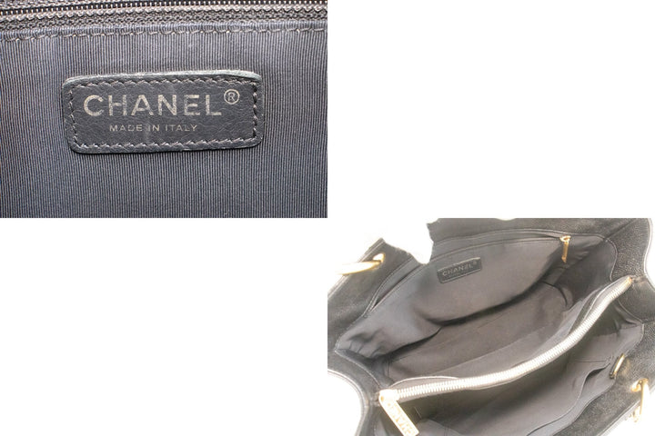 Chanel Caviar GST 13" Grand Shopping Tote Chain Shoulder Bag Black
