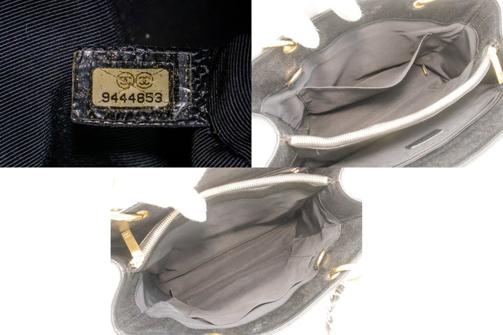 Chanel Caviar GST 13" Grand Shopping Tote Chain Shoulder Bag Black
