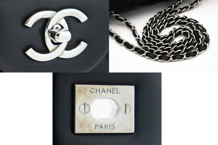Top Quality Chanel Classic Large 11" Chain Shoulder Bag New Black Lambskin