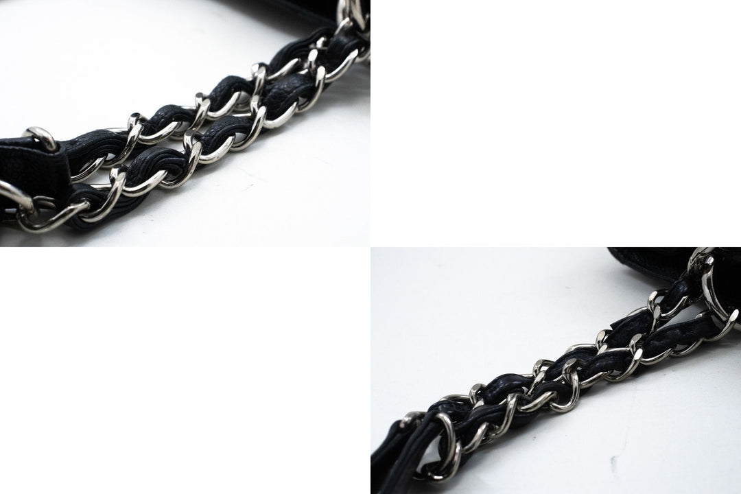 Chanel Caviar GST 13" Grand Shopping Tote Chain Shoulder Bag Black