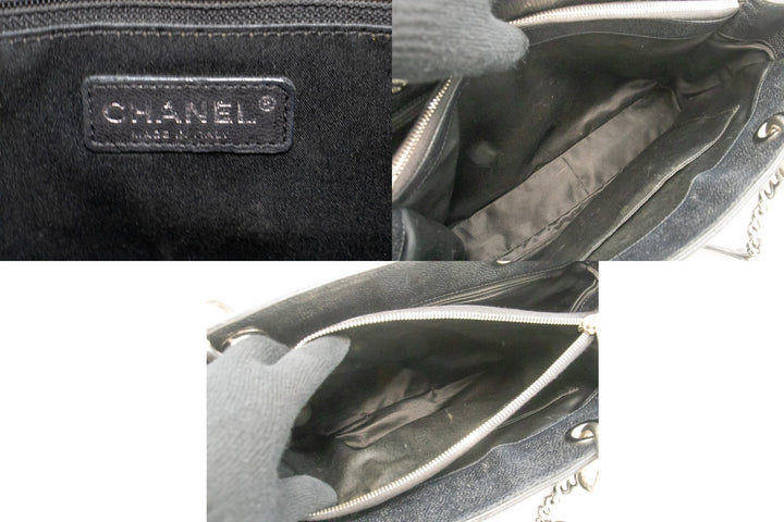 Chanel Caviar GST 13" Grand Shopping Tote Chain Shoulder Bag Black