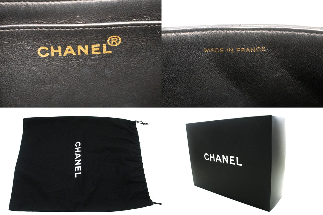 Top Quality Chanel Classic Large 11" Chain Shoulder Bag New Black Lambskin