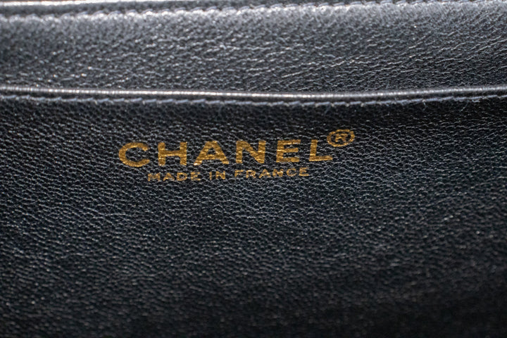 Chanel Caviar Handbag Top Handle Bag Kelly Black New Leather Gold
