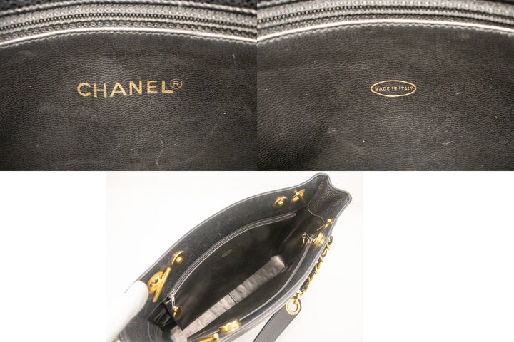 Top Quality Chanel Caviar Triple Coco Chain Shoulder Bag Black Leather Gold